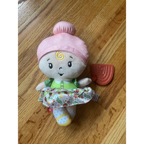 Fisher-Price Plush Baby Doll With Teether Rattle & Floral Skirt - Picture 1 of 4
